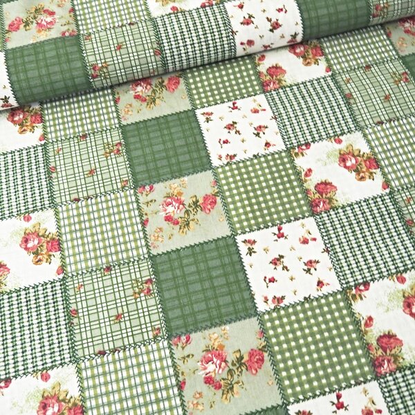 Látka bavlna hladká - Patchwork zelený