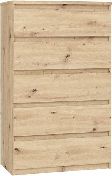 Komoda CHELSEA 5 zásuvek - 77,2 x 42,2 x 128,1 - dub Artisan