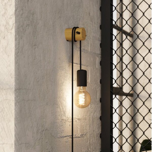 Eglo 43898 - Nástěnná lampa BUDDON 1xE27/13W/230V černá/béžová