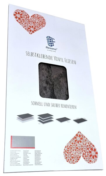 3ks SCHIEFER Fliesana - Vododolné samolepicí obklady do koupelny a kuchyn - Moderní design - Efekt pírodního kamene - Nalepení na kuchyské obklady