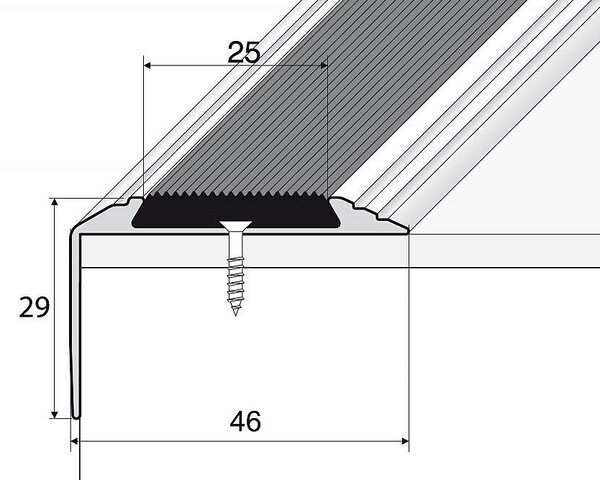 Schodový profil 46 x 29 mm s protiskluznou gumou (šroubovací) Zlato E00