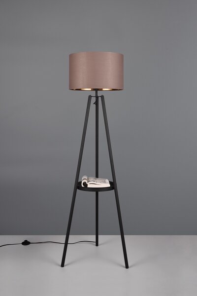 Trio R41561032 stojací lampa Colette 1x60W | E27 | IP20 - nožní spínač, látkové stínidlo, černá matná/taupe