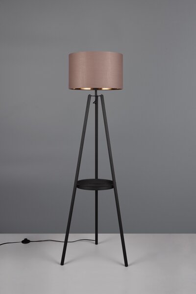 Trio R41561032 stojací lampa Colette 1x60W | E27 | IP20 - nožní spínač, látkové stínidlo, černá matná/taupe