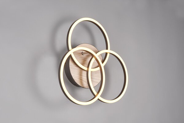 Trio R62823135 LED stropnice Circle 1x27W | 3200lm | 2700-6000K | IP20 - integrovaný stmívač, nastavitelná barva světla, funkce nočního světla, dálkové ovládání, variabilně otočná konstrukce, 3 úrovně stmívání pomocí vypínače, imitace dřeva