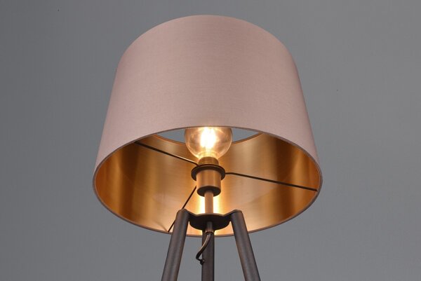 Trio R41561032 stojací lampa Colette 1x60W | E27 | IP20 - nožní spínač, látkové stínidlo, černá matná/taupe