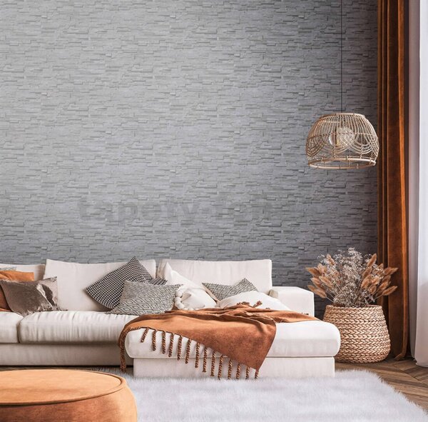 Vliesové tapety na zeď Metropolitan Stories 3 38816-3, rozměr 10,05 m x 0,53 m, pískovec šedý s metalickými odlesky, A.S. CRÉATION