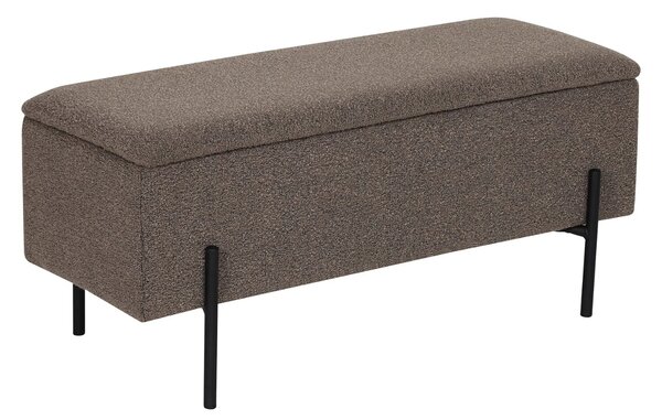 Nordic Living Hnědá bouclé lavice Bradford 95 cm