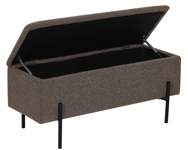 Nordic Living Hnědá bouclé lavice Bradford 95 cm