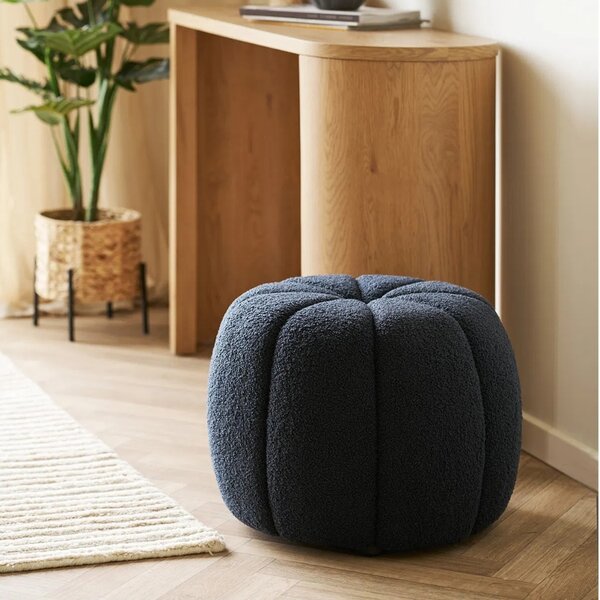 Nordic Living Tmavě modrý taburet Presley 48 cm