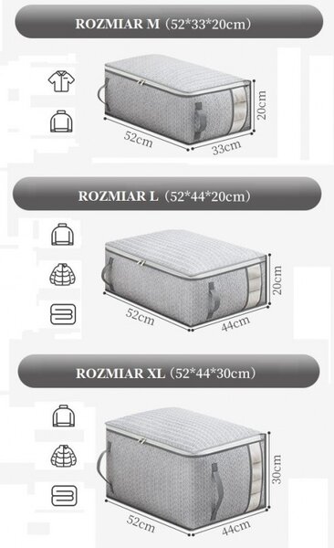 Organizér do skříně SENCA XL 52x44x30 cm šedý