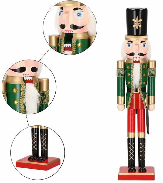 Louskáček - Voják s šavlí 60 cm, zeleno-červený