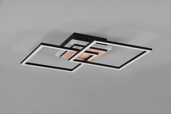 Trio R62793635 LED stropní svítidlo Giro 1x25W | 3000lm | 2700-6000K | IP20 - integrovaný stmívač, nastavitelná barva světla, funkce nočního světla, dálkové ovládání, 3 úrovně stmívání pomocí vypínače, imitace dřeva