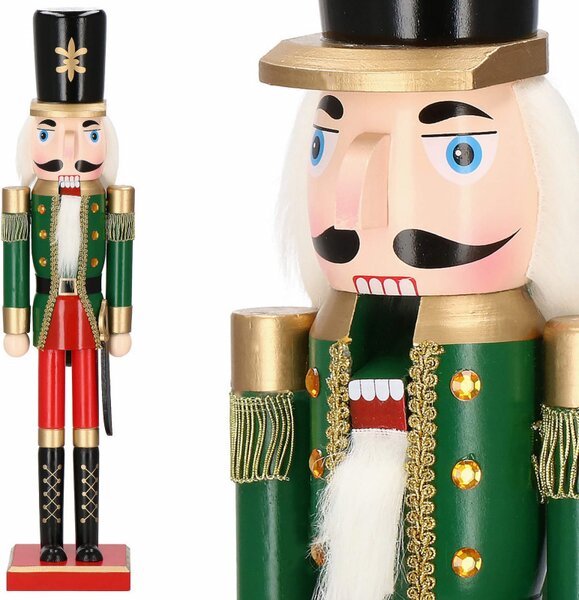 Louskáček - Voják s šavlí 60 cm, zeleno-červený