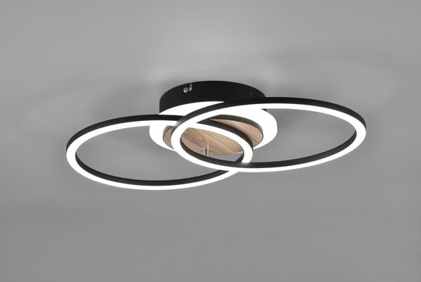 Trio R62783635 LED stropní svítidlo Giro 1x25W | 3000lm | 2700-6000K | IP20 - integrovaný stmívač, nastavitelná barva světla, funkce nočního světla, dálkové ovládání, 3 úrovně stmívání pomocí vypínače, imitace dřeva