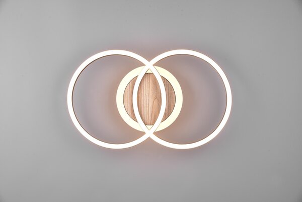 Trio R62783635 LED stropní svítidlo Giro 1x25W | 3000lm | 2700-6000K | IP20 - integrovaný stmívač, nastavitelná barva světla, funkce nočního světla, dálkové ovládání, 3 úrovně stmívání pomocí vypínače, imitace dřeva