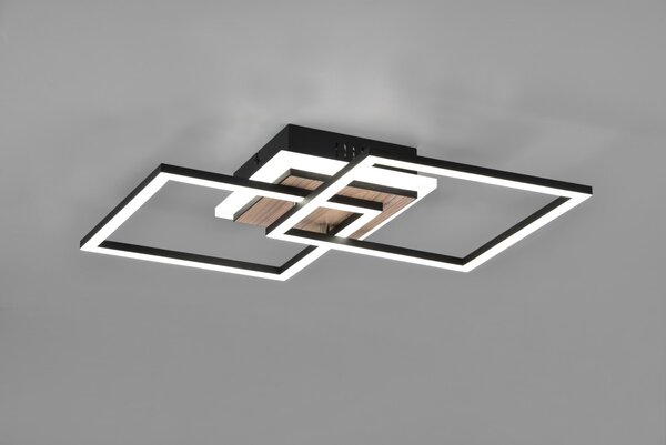 Trio R62793635 LED stropní svítidlo Giro 1x25W | 3000lm | 2700-6000K | IP20 - integrovaný stmívač, nastavitelná barva světla, funkce nočního světla, dálkové ovládání, 3 úrovně stmívání pomocí vypínače, imitace dřeva