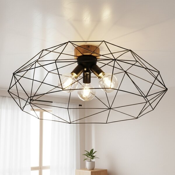 Brilagi - Stropní svítidlo WOODY BASKET 3xE27/60W/230V pr. 80 cm dub