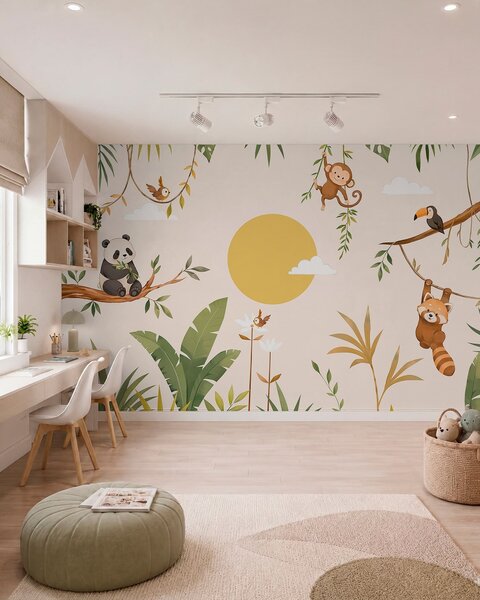 Fototapety Hry v džungli, Fototapety s přírodními motivy, w05865 : uwalls.cz