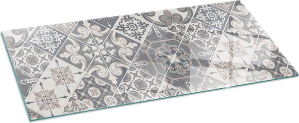 Sklenný podlahový panel 125x50 cm - Krbový panel ze skla - Krbový panel ze skla - Ochranné sklo - Ochranný panel proti jiskrám - Sklenný podlahový panel proti ohni - Tepelná ochrana - Ochrana podlahy ze skla - Dekorativní mozaikový vzor