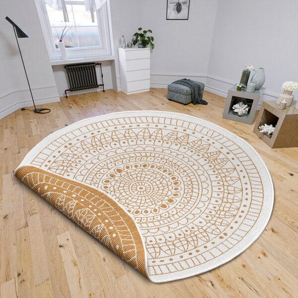 Hanse Home, Kusový koberec Twin-Wendeteppiche 105797 Ochre kruh – na ven i na doma, 100x100 (průměr) kruh, žlutá, chodba / předsíň