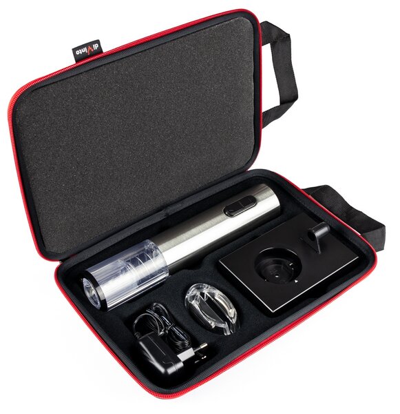 Elektrický otvírák vína Deluxe – Stříbrná sada s pouzdrem - 955 - 381 - 372 - 389 - 408