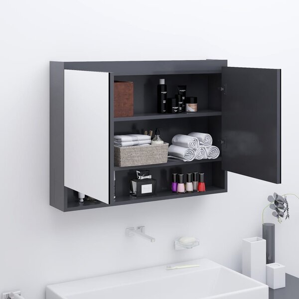 Koupelnová skřínka se zrcadlem 80 x 15 x 60 cm MDF šedá