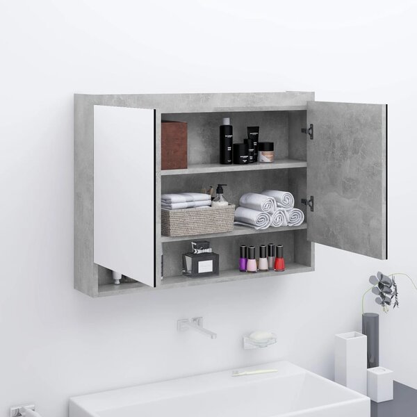 Koupelnová skřínka se zrcadlem 80x15x60 cm MDF betonově šedá