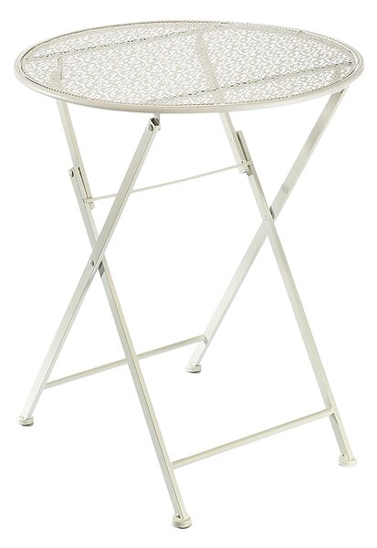 Kobolo zahradní stl prmr 60 cm - krémový kovový stl bistro stl kovový balkonový stl stl na terasu kulatý jídelní stl zahradní dekorace balkon kempování