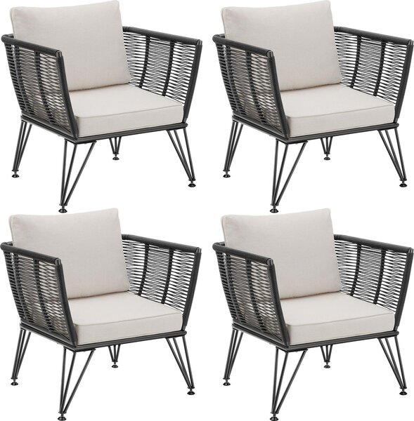 Tectake® Sundo kulaté polyratanové zahradní lehátko v designu Rope
