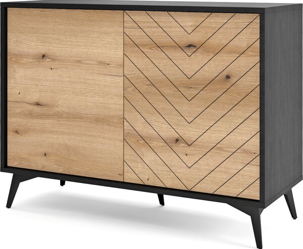 Dubová komoda Evoke 104 cm, erný korpus, moderní design
