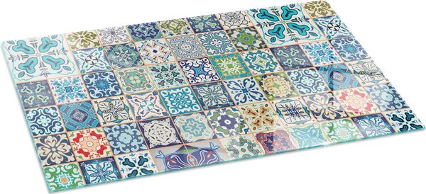 Sklenná podlahová deska 120x60 cm - kamna - krbová deska ze skla - ochranné sklo - ochranná deska proti jiskrám - sklenná podlahová deska proti ohni - tepelná ochrana - ochrana podlahy ze skla - mozaikový vzor na dladicích