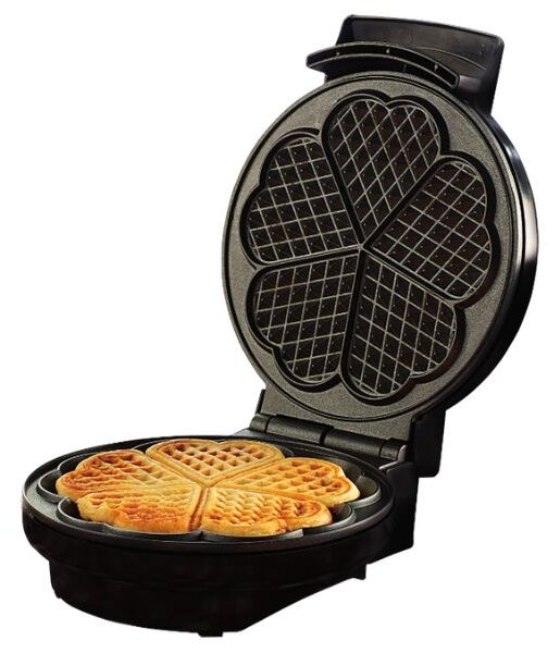 Vaflovač Brock na 5 vaflí ve tvaru srdce, 1000W, pečící deska 18cm, regulace teploty