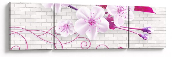 Obraz větévky s květy (170x50 cm)
