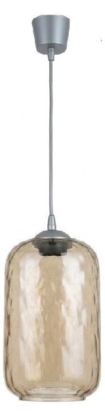 Brilagi -LED Lustr na lanku R GLASS 1xE27/60W/230V pr. 14 cm stříbrná/kouř hnědá