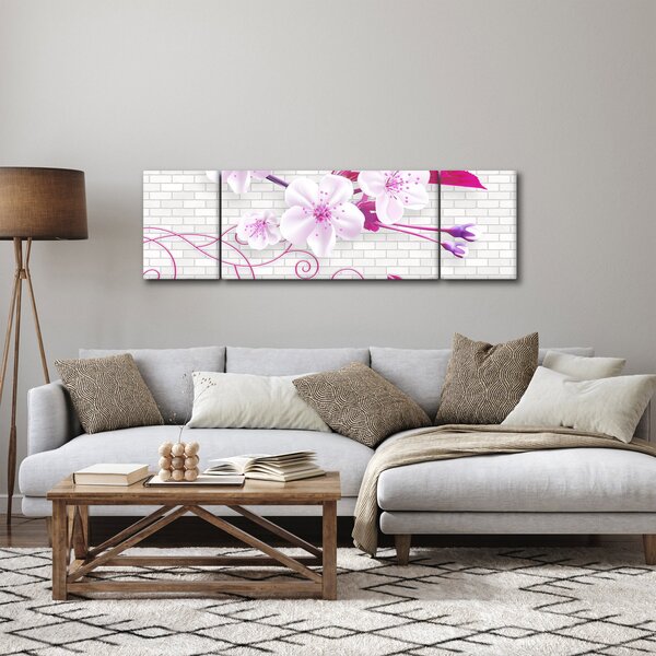Obraz větévky s květy (170x50 cm)
