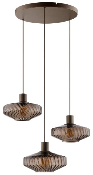 Brilliant - Lustr na lanku LYN 3xE27/20W/230V pr. 69 cm hnědá/kouřová hnědá