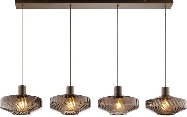 Brilliant - Lustr na lanku LYN 4xE27/20W/230V hnědá/kouřová hnědá