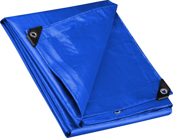 Nepromokavá plachta Wiltec modrá, nepromokavá plachta s oky 3 x 2 m, PE plachta 240 g/m², zahradní plachta odolná proti UV záení, robustní ochranná plachta