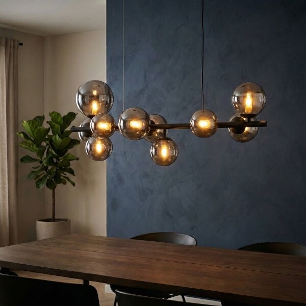 Ideal Lux - LED Lustr na lanku PERLAGE 10xG9/3W/230V 81 cm černá/kouřová