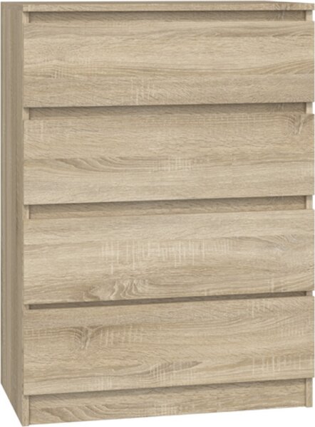 VBChome Komoda se 4 zásuvkami 70 x 40 x 97 cm dub Sonoma Víceúelová komoda bez úchytek do pedsín lonice obývacího pokoje dtského pokoje moderní dub Sonoma