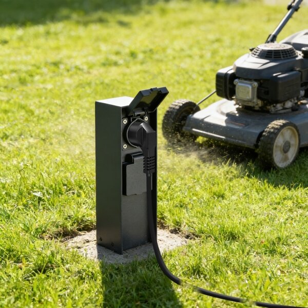 BRILAGI - Venkovní zásuvkový sloupek PILLAR 2Z SCHUKO 230V IP44 černá