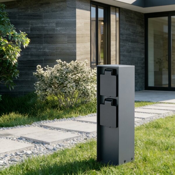 BRILAGI - Venkovní zásuvkový sloupek PILLAR 2Z SCHUKO 230V IP44 antracit