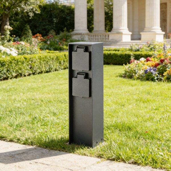 BRILAGI - Venkovní zásuvkový sloupek PILLAR 2Z SCHUKO 230V IP44 černá