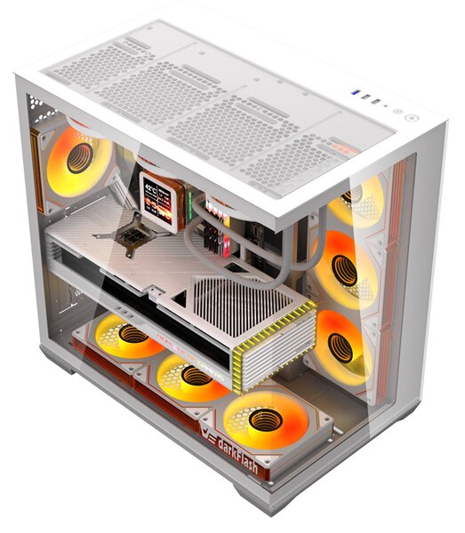 Počítačová skříň DarkFlash C280 (bílá) + 7 ventilátorů