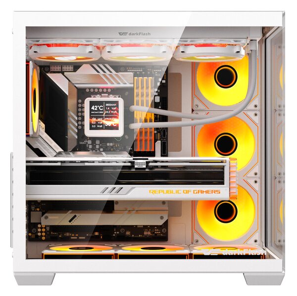 Počítačová skříň DarkFlash C280 (bílá) + 7 ventilátorů
