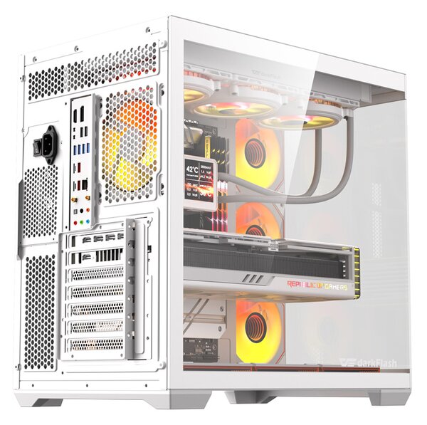 Počítačová skříň DarkFlash C280 (bílá) + 7 ventilátorů