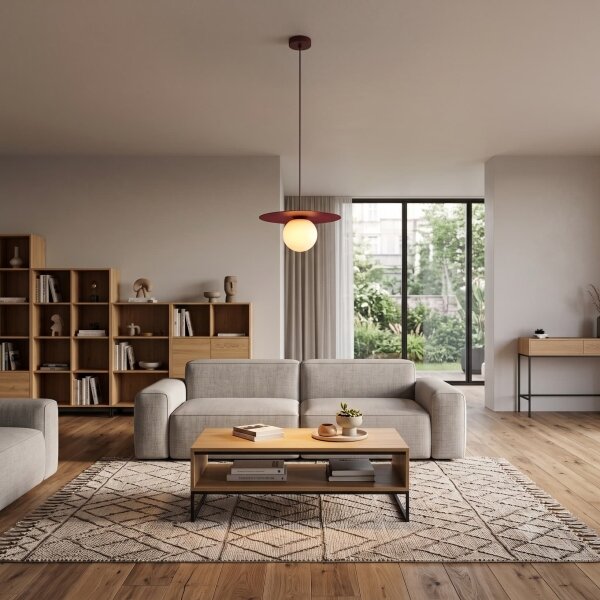 Lustr na lanku FLAT 1xE27/15W/230V burgundy