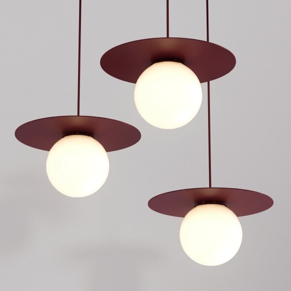 Lustr na lanku FLAT 3xE27/15W/230V burgundy