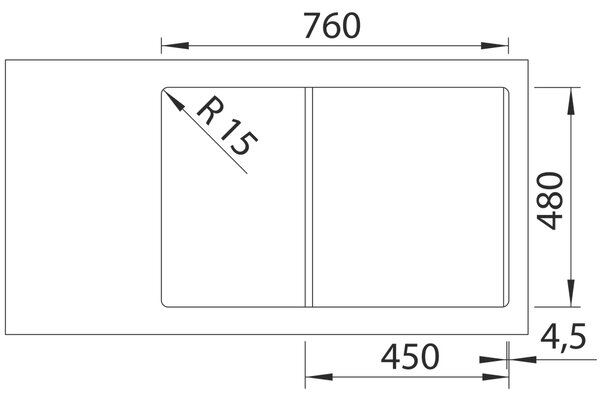 Blanco Adira 45 S, silgranitový dřez 780x500x200 mm, 1-komorový, bílá soft, BLA-527590