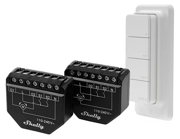 Sada 2 WiFi ovladačů žaluzií/záclon Shelly Shutter + BLU RC Button 4